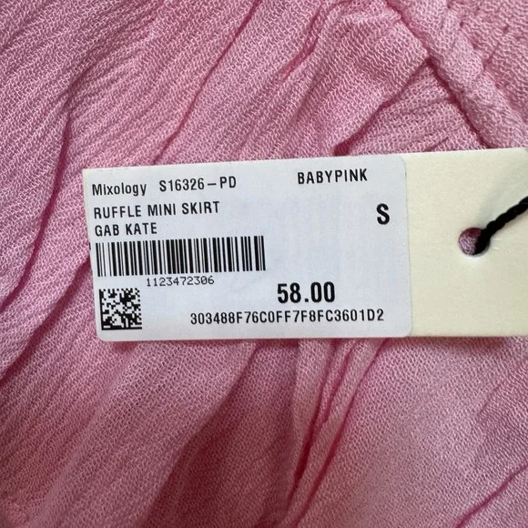 Mixology Gab Kate Ruffle Mini Skort Baby Pink Size Small NWT $58 - Picture 3 of 7
